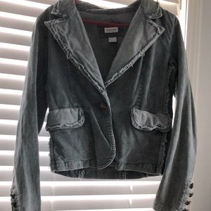 Distressed hem blazer